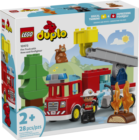 Fire Truck with Hose and Firefighter
