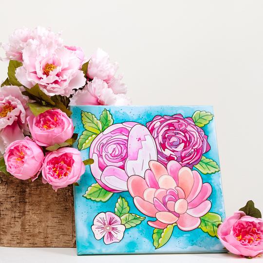 Watercolor Paint By Number Bold Floral-6