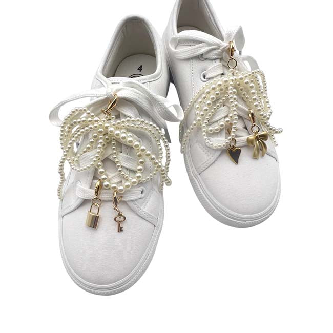Pearl Bow Shoe Charms